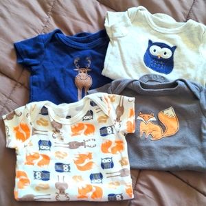 4 Piece Fox, Owl, and Moose Onesie for baby by HB - 3-6 month